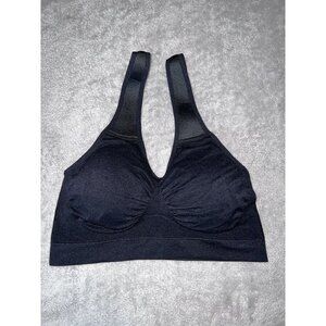 RHONDA SHEAR Black Seamless Trim Ahh Bra Sz L Style 9198